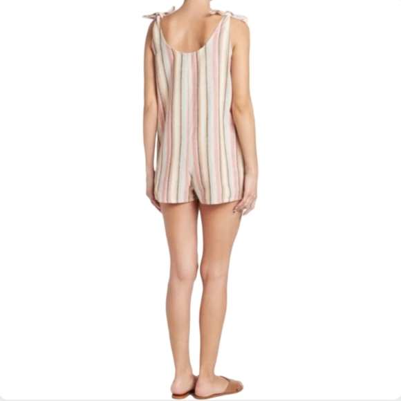 Madewell Rainbow Striped Tie Strap Romper Size L NWT Cotton Cover Up - Picture 3 of 10